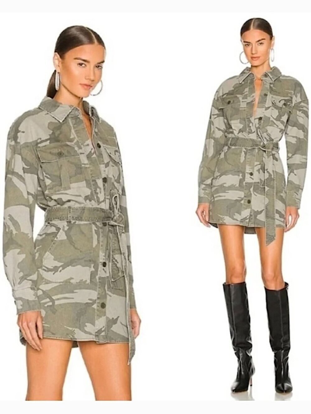 NWOT LOVERS & FRIENDS x REVOLVE Luke Jacket Dress Camo Denim Size XS Blue